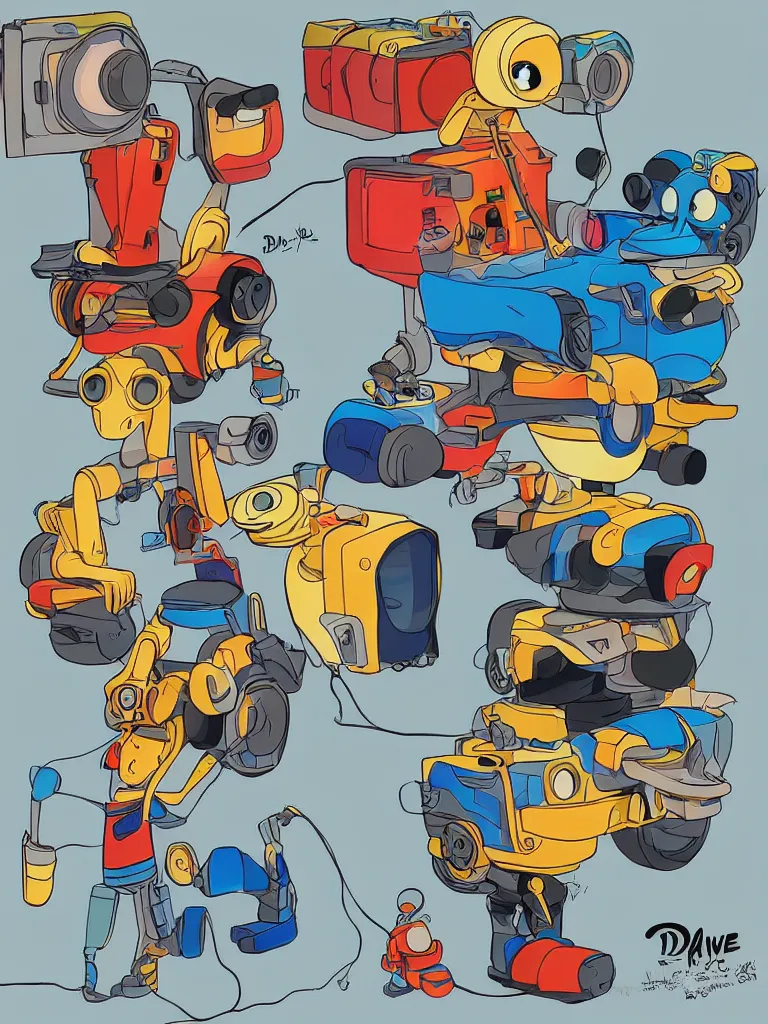 Image similar to single 2d character combined of Dysney's Ralph and Pixar's Wall-e, drawn in the style of 90s Disney animation, cell shading, digital painting, Dave Rapoza