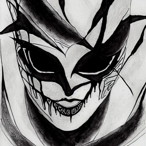 Image similar to an ink drawing of cracked, broken white tragedy mask, deviant art, artgerm