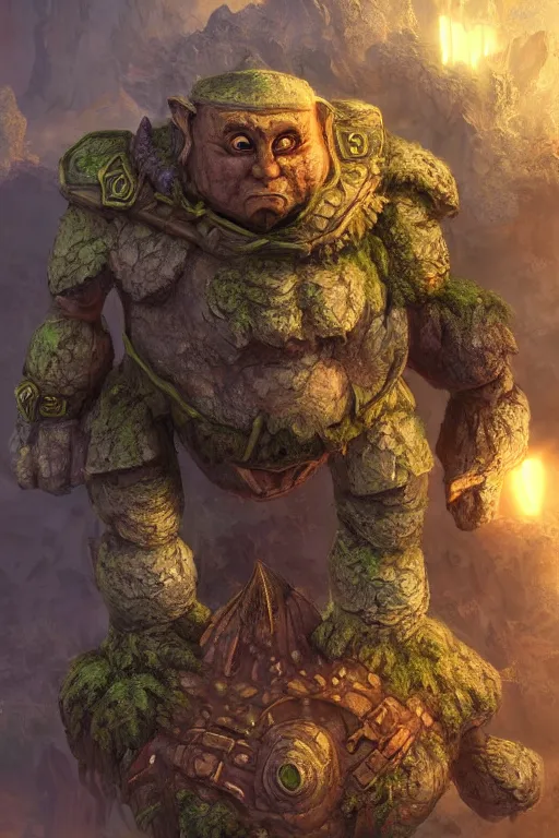 Image similar to zelda fantasy art giant golem troll wood rock greeble gemstone, global illumination ray tracing hdr fanart arstation by sung choi and eric pfeiffer and gabriel garza and casper konefal