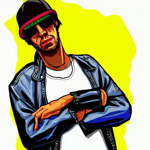 Prompt: gta san andreas illustration style of jamiroquai