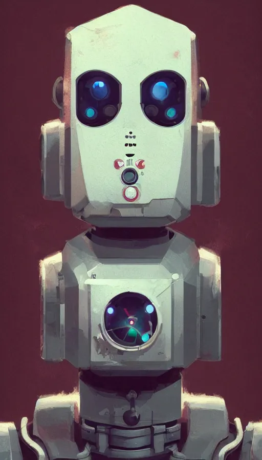 Image similar to an atompunk robot, portrait, head and chest only, humanoid, sharp focus, james gilleard, cinematic, game art, extremely detailed digital painting