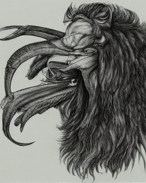 human / eagle / lion / ox hybrid with two horns, one | Stable Diffusion ...