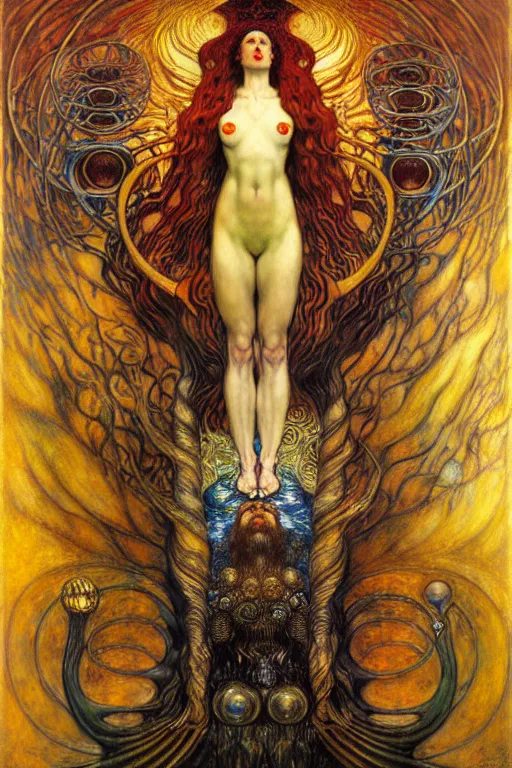 Image similar to Divine Chaos Engine by Karol Bak, Jean Delville, William Blake, Gustav Klimt, and Vincent Van Gogh, symbolist, visionary