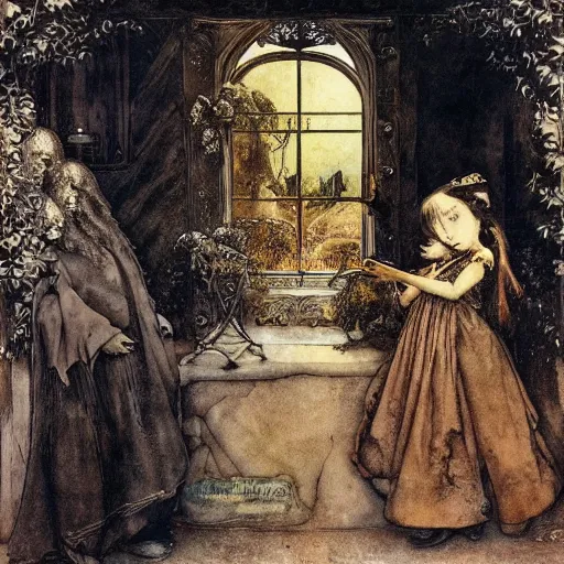 Prompt: 1 8 9 0 s orchestral album art by alan lee and albrecht durer and banksy