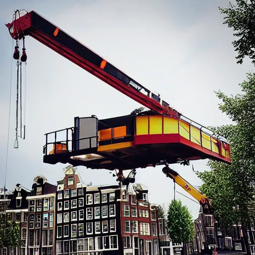 Prompt: “pile driver crane working in amsterdam photorealistic”