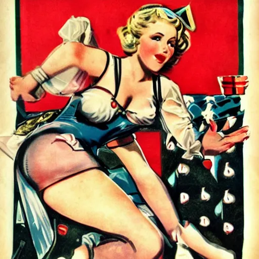 Image similar to highly detailed german ww 2 propaganda pinup!! nazi poster of blonde blue eyed women in dirndl, dynamic pose