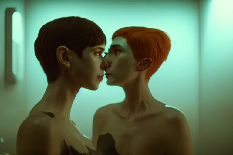 Image similar to vfx film, love death and robots, flat color profile low - key lighting award winning photography arri alexa cinematography, hyper real photorealistic cinematic, atmospheric cool colorgrade