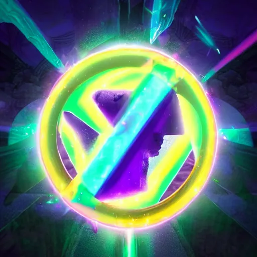 Image similar to purple magic mana symbol, epic legends game icon stylized digital illustration radiating a glowing aura global illumination ray tracing hdr fanart arstation by ian pesty and katarzyna bek - chmiel