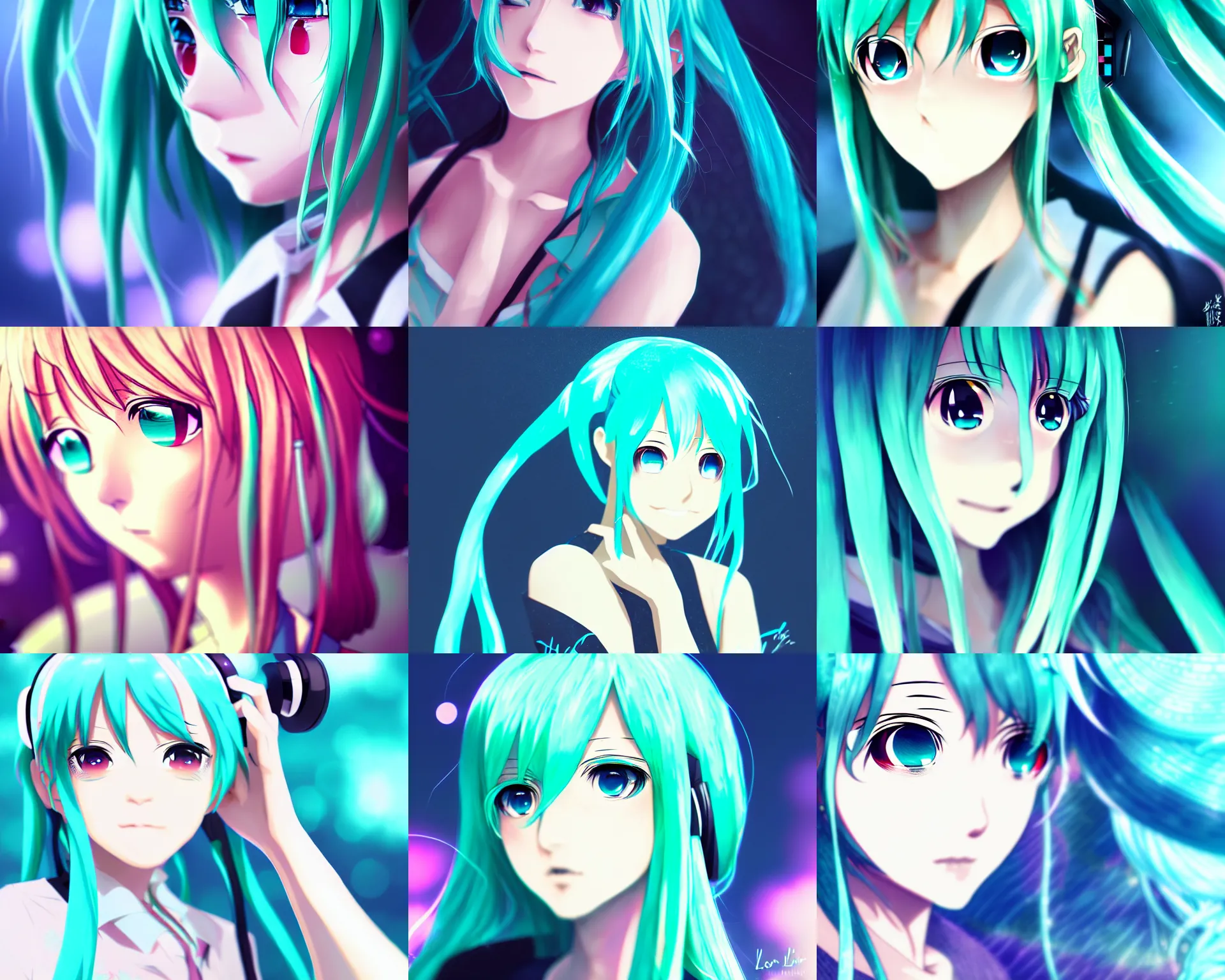 Prompt: anime fine details portrait of Hatsune miku, bokeh. masterpiece by Lois van baarle. 8k, sharp high quality art in style of Lois van baarle