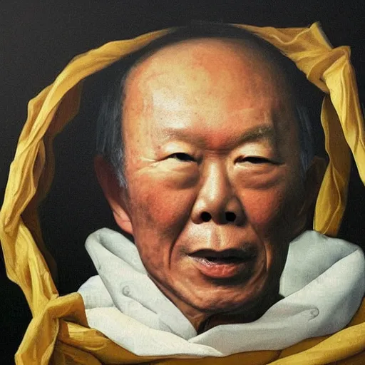 Prompt: Lee Kuan Yew emerging from a cocoon, renaissance style