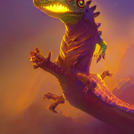 Prompt: a super cute glowing lizard, yellow theme, bright art masterpiece artstation. 8 k, sharp high quality artwork in style of jose daniel cabrera pena and greg rutkowski, concept art by tooth wu, blizzard warcraft artwork, hearthstone card game artwork, cute animal