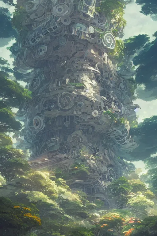 Prompt: portrait of cascading multi level botanical garden spaceship, illustration, concept art, anime, key visual, trending, pixiv, fanbox, by wlop, greg rutkowski, makoto shinkai, studio ghibli, kyoto animation, toon shading, cel shading, vaporwave,