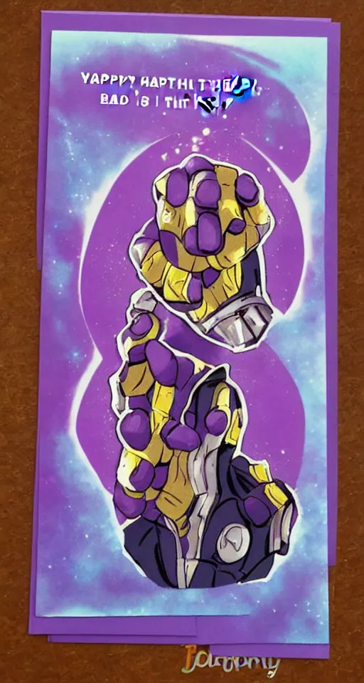 Image similar to thanos themed birthday card