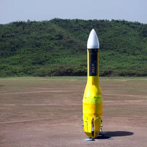 Image similar to a banana rocket on launch pad at wenchang space launch site