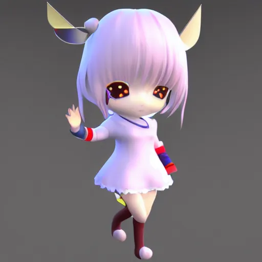 Image similar to cute fumo plush of a metallic reflective girl, global illumination reflectance probe, ssao, chibi anime, vray