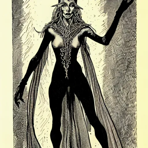 Prompt: full body of an elven witch,intricate, veins, by Hugo pratt, ultradetailed