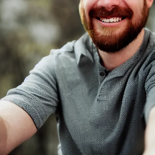 Image similar to photo of a white guy smiling, closeup, selfie, HD