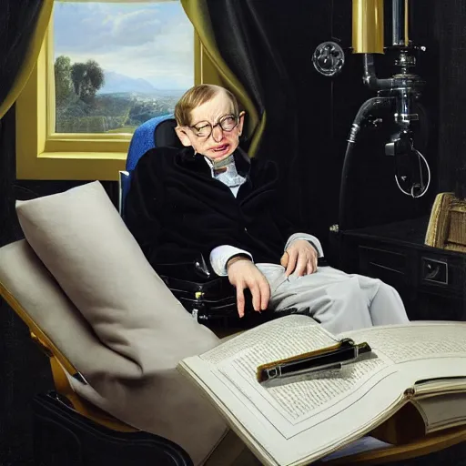 Image similar to stephen hawking by pieter claesz and james c. christensen