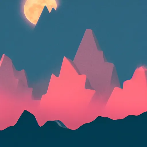 Image similar to aesthetic synthwave mountain between the clouds, moon, sharp focus, sharp, behance