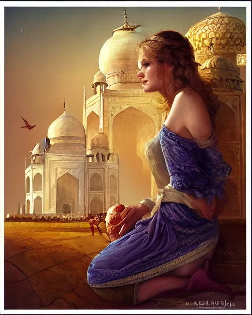 Image similar to tuesday weld visits the taj mahal by charlie bowater, by francine van hove, by alex horley, by tom chambers, by victor prezio