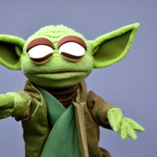 Image similar to yoda as a muppet puppet