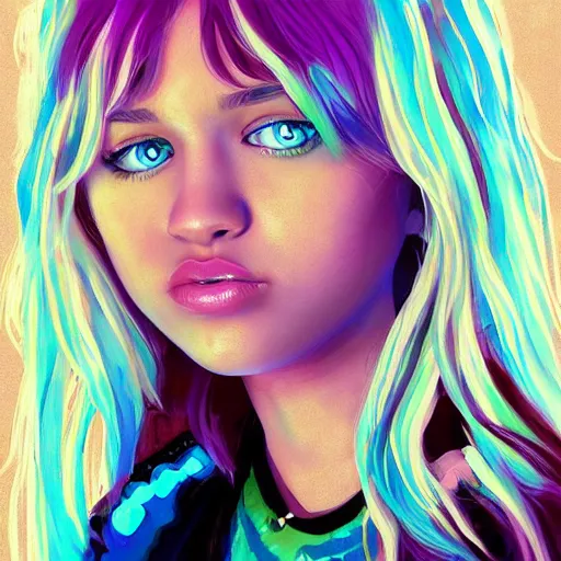 Image similar to hannah montana album cover, artstation, painting, digital art, cgsociety