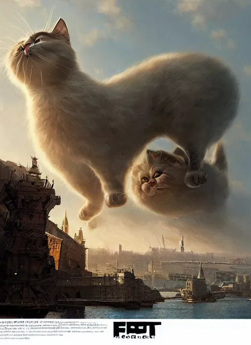 Prompt: hyper realistic giant fluffy siamese cat attacking moscow city harbor explosions, atomic bombs, atmospheric beautiful details, strong composition painted by kim jung giu weta studio rutkowski, james gurney and greg rutkowski, and lucasfilm