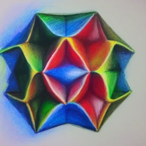 Image similar to polyhedra, color pencil drawing