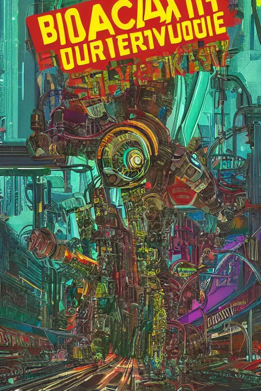 Prompt: a hyper-maximalist overdetailed retrofuturist scifi bookcover illustration from '70s. Biopunk, solarpunk style.