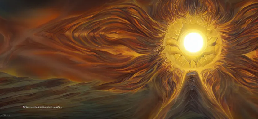Prompt: the god that lives inside the sun, digital art, extreme detail