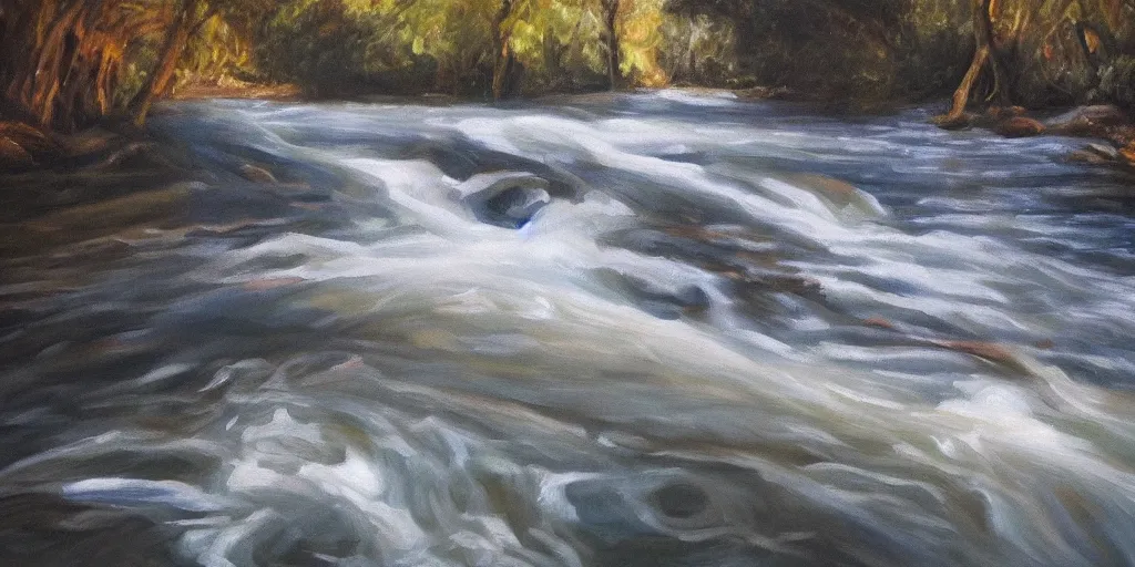 How To Paint Detailed Rocks and Rushing Water on River in Acrylics 
