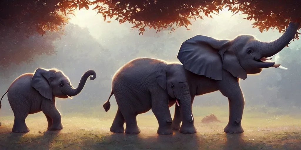 Prompt: a wholesome cute baby elephant, medium shot, waist up, studio ghibli, pixar and disney animation, sharp, anime key art by greg rutkowski, by craig mullins, bloom, dramatic lighting