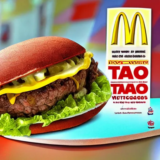 Prompt: promotional advertisement for mcdonald's burger taco