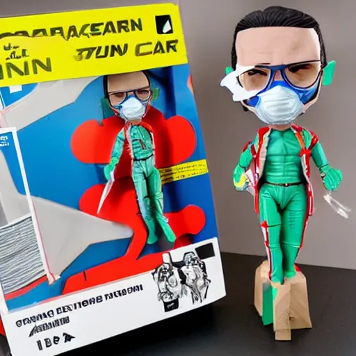 Image similar to orlan cosplay surgeon in operating theatre, stop motion vinyl action figure, plastic, toy, butcher billy style