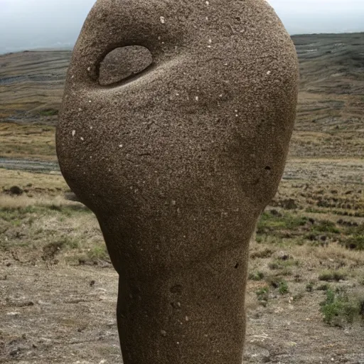 Image similar to humanoid rock, anthropomorphic stone being, stone alien, huge person that isn't human