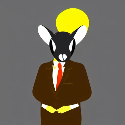 Image similar to spy kangaroo, in a strict suit, avatar image, digital art, minimalism