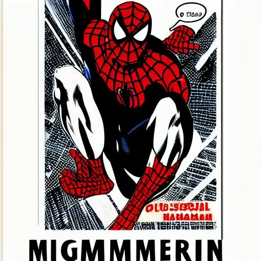 Prompt: individual intelligent manga spiderman silk screen butcher billy style