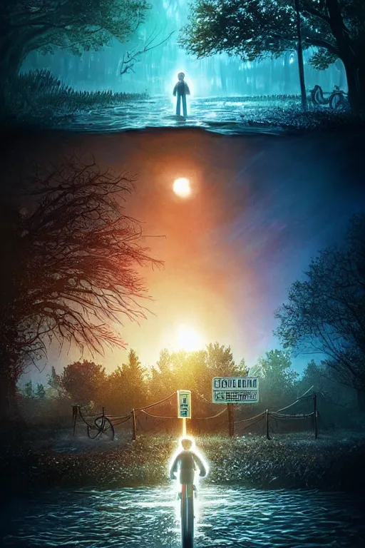 Prompt: an environmental concept art of stranger things, the upside down, highly detailed, environmental light, cinematic by francis tneh