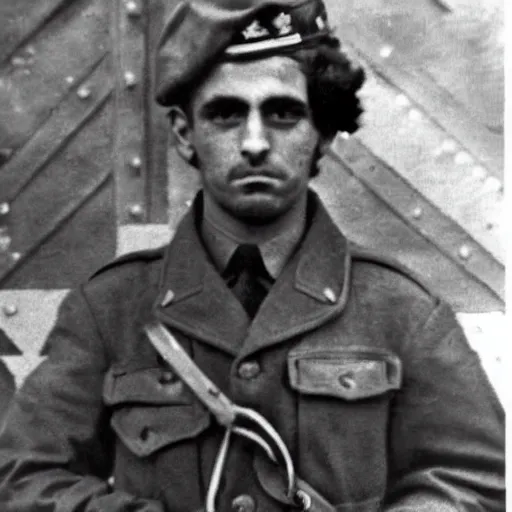 Prompt: caparezza as a ww 2 soldier, 1 9 4 0 s photo