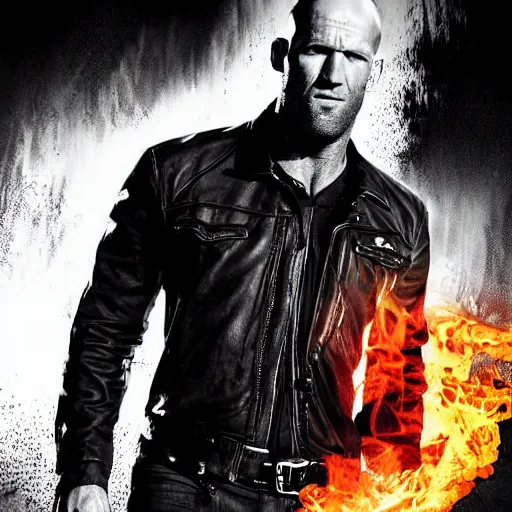 Prompt: Jason Statham as ghost rider 4K detail Digital art