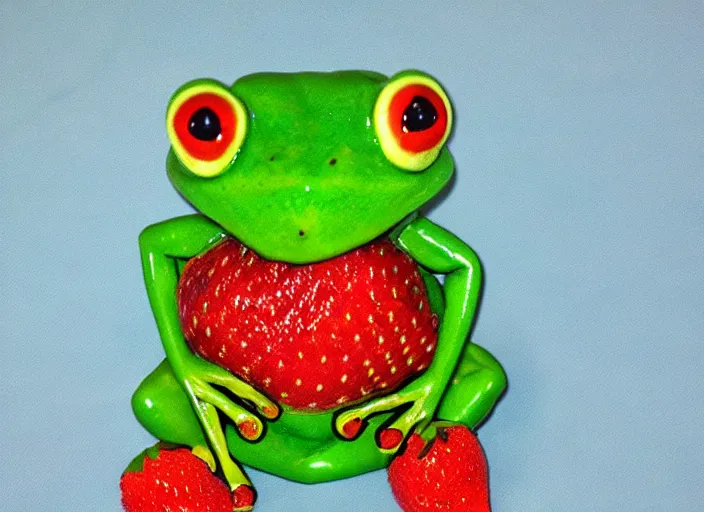 Image similar to frog made of strawberries