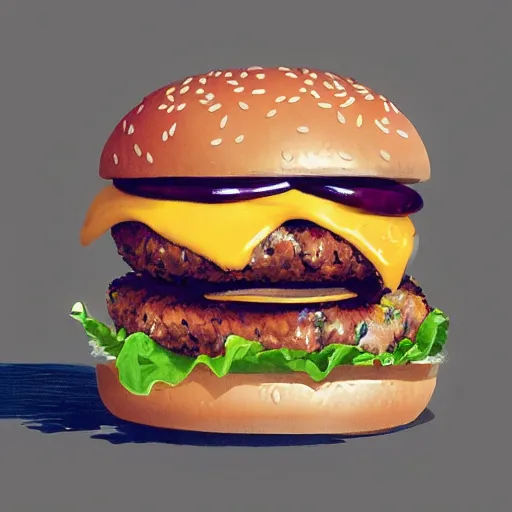 Prompt: Burger, illustration by WLOP