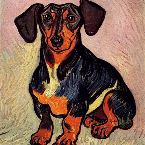 Image similar to Portrait of a dachshund, Vincent Van Gogh