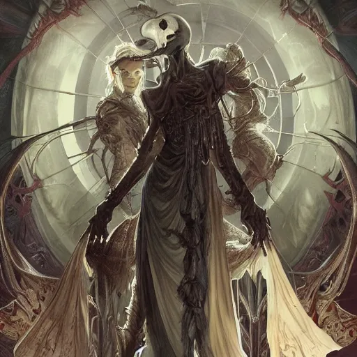 Image similar to D&D fighting ghosts wraiths specters spirits on ship lower deck, dark fantasy, intricate, elegant, highly detailed, digital painting, artstation, concept art, smooth, sharp focus, illustration, wide angle shot, full body visible, art by artgerm and H R Giger and alphonse mucha