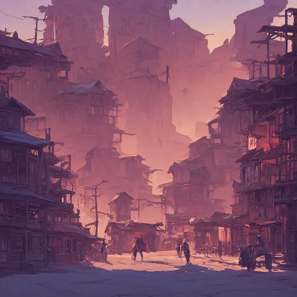 Image similar to western ghosttown background stylized, official fanart behance hd artstation by jesper ejsing, by rhads, makoto shinkai and lois van baarle, ilya kuvshinov, ossdraws, by feng zhu and loish and laurie greasley, victo ngai, andreas rocha, john harris