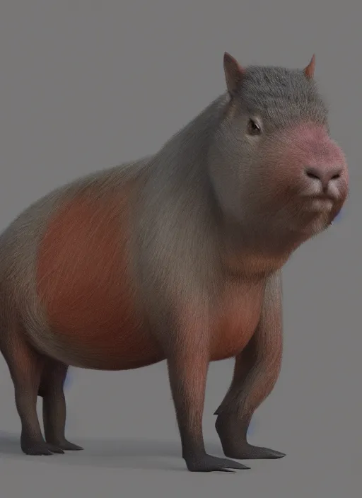 Image similar to detailed full body concept pastel painting of a capybara cowboy, octane render, 4k