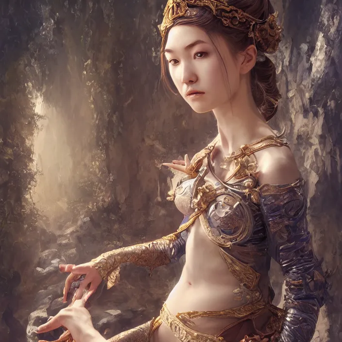 Image similar to a masterpiece ultrarealistic ultradetailed portrait princess of a very beautiful ninja girl, baroque renaissance. medium shot, intricate, elegant, by stanley artgerm lau, wlop, rossdraws, james jean, andrei riabovitchev, marc simonetti, light by julie bell, ismail inceoglu, porcelain skin. global illumination. vfx