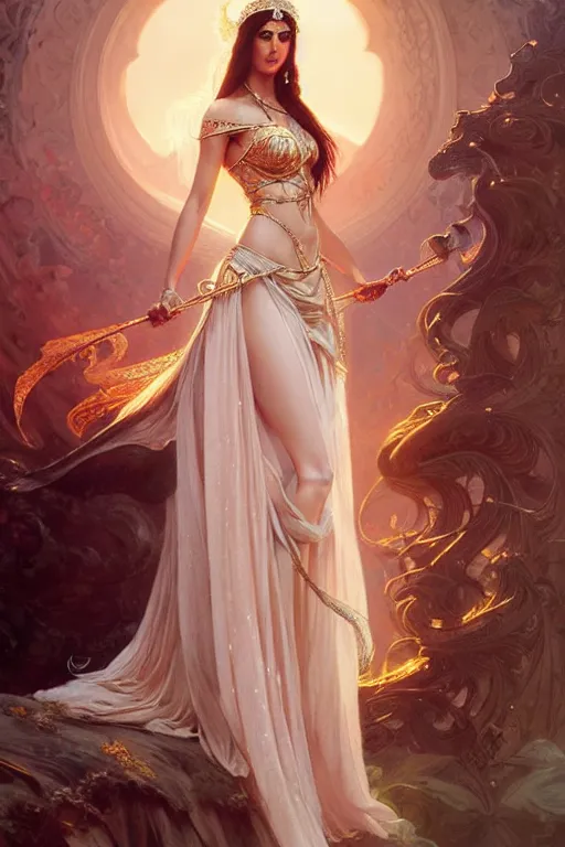 Prompt: katrina kaif as a princess, fantasy, intricate, elegant, highly detailed, digital painting, artstation, concept art, matte, sharp focus, illustration, art by artgerm and greg rutkowski and alphonse mucha