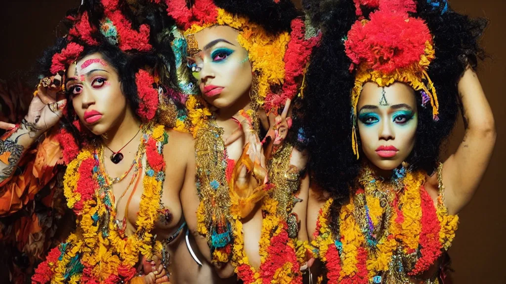 Prompt: doja cat dressed as a hindu goddess, stunning