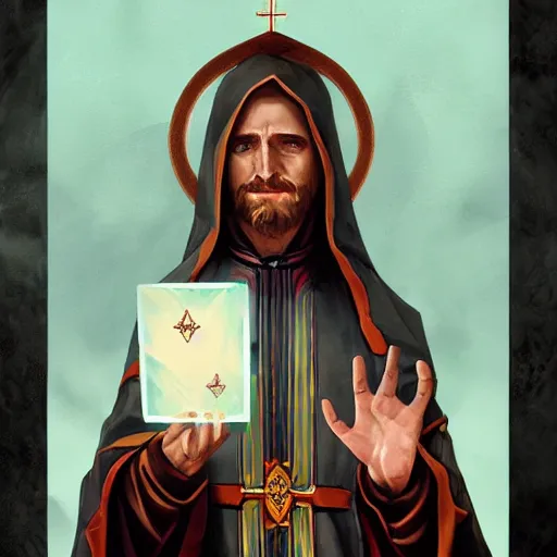 Image similar to priest tarot card, digital painting, ultradetailed, artstation, oil painting, ultradetailed, artstation